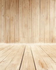 Poster - Light Wood Background: Blank Wooden Stage or Backdrop, Rustic Wall and Floor, Studio Space for Product Display