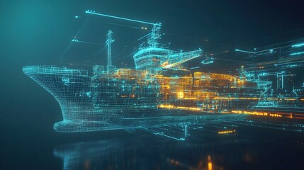 Poster - Futuristic Digital Logistics Concept with Double Exposure Effect