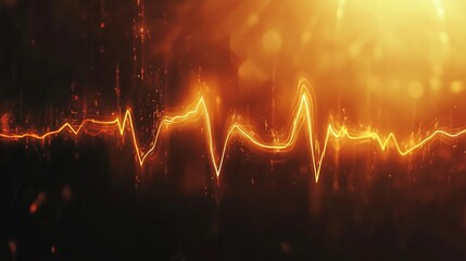 Poster - An artistic rendering of heart wave patterns emerging from a heartbeat monitor, incorporating elements of light and shadow for a dramatic effect