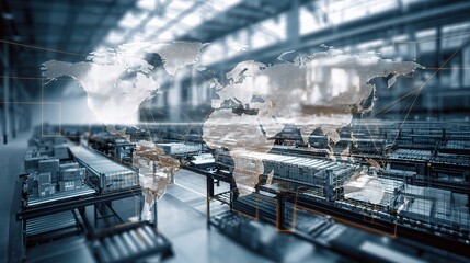 Poster - advanced technology in a modern warehouse logistics system