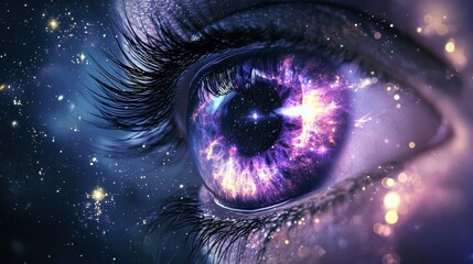 Wall Mural - Cosmic Eye with Nebula and Stars in Vibrant Colors