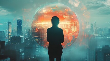 Poster - Inspiring Businesswoman Contemplating Dynamic Leadership Concept