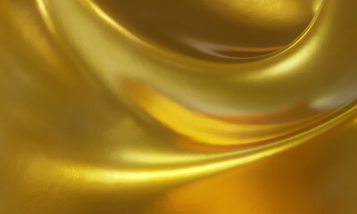 Wall Mural - 3D abstract gold background. Golden wave