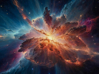 cosmic explosion of a nebula radiating energy across space.