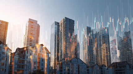 Poster - Double Exposure of Real Estate Market Trends and Skyline Visualization