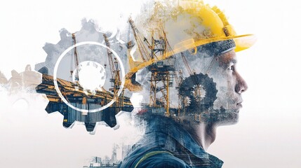Poster - Industrial Engineer Profile with Double Exposure Overlay Effect