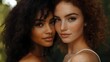 © Neungruedee - Two Diverse Women with Curly Hair and Freckles in Soft Lighting