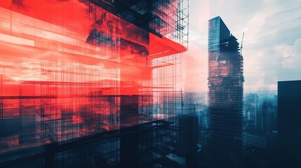 Poster - Futuristic Building Construction Concept with Urban Landscape Design
