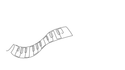 Poster - Animation of single one line drawing wavy piano keys and some scales. A creative visualization. Different scales produce different rhythms. International Jazz Day. Full length motion
