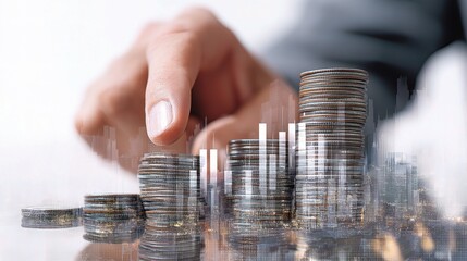Poster - Smart Businessman Analyzing Financial Growth with Coins and Graphs
