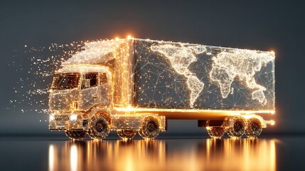 Poster - Futuristic Truck Transforming into Global Network Concept