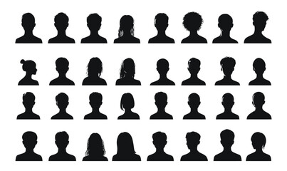 Poster - Collection of Diverse People Silhouette Avatars Vector Graphic for Profiles