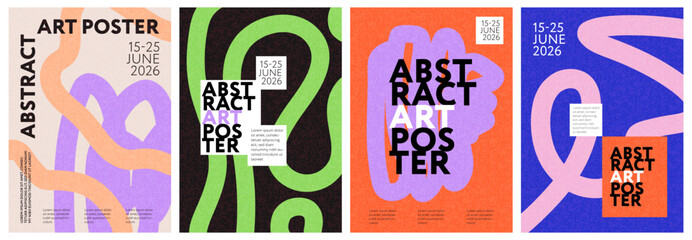 creative concept of posters or covers with modern abstract design with hand drawn wavy shapes and li
