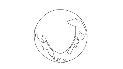 Aufkleber - Animation of single continuous line drawing globe with shield and open padlock in middle. Two safe stages to explore in cyberspace. Dual layer protection. World Password Day. Full length motion