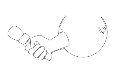 Aufkleber - Animation of single one line drawing the hand that comes out while holding the microphone in the middle of the globe. Threats to press freedom. World Press Freedom Day. Full length motion