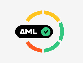 Poster - aml compliance icon with check mark and progress ring. ideal for anti money laundering, risk monitor