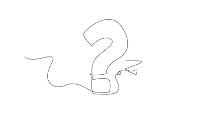 Poster - Self drawing animation of single continuous line drawing hand holds marker forms big question mark from scribbled lines. Seeking enlightenment. National Day of Reason. Full length animated