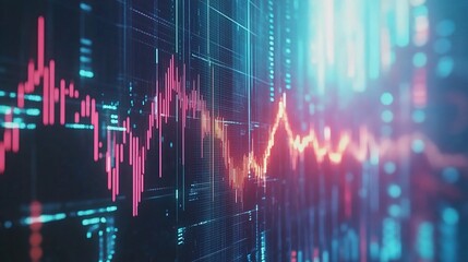 Poster - Financial Graphs with Double Exposure of Coins and Market Trends
