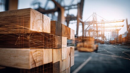 Poster - Wooden Blocks in Logistics Environment with Double Exposure Effect