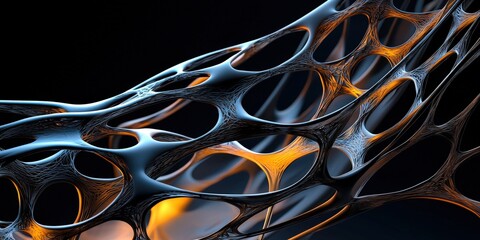 Poster - A dynamic, abstract structure featuring intricate patterns and glowing elements, showcasing a blend of organic and technological aesthetics.