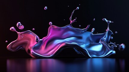 Poster - A vibrant splash of liquid in shades of pink and blue, creating an artistic and dynamic visual effect against a dark background.