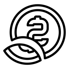 Poster - broken coin line icon, global sanctions concept. vector graphics. money coin with fragment, piece si