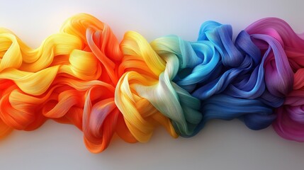 Poster - A vibrant wave of colorful fabric flows, showcasing a stunning gradient from red to blue, creating a sense of movement and texture.