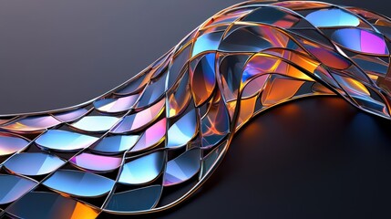 Poster - A vibrant, flowing design featuring colorful, reflective shapes that create a dynamic visual effect on a dark background.
