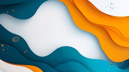 Poster - Abstract wavy background with fluid shapes in blue, orange, and white color