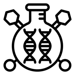 Poster - dna chains glass line icon, genetic research concept. vector graphics. medical glass with genome, sa