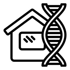 Poster - House with DNA chain line icon, genetic research concept. Vector graphics. Laboratory and genome, building sign on white background, style mobile or design.