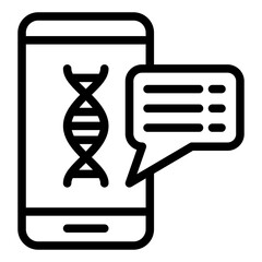 Poster - DNA test app on smartphone line icon, genetic research concept. Vector graphics. Phone with genome test, message sign on white background, style mobile or design.