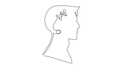 Poster - Self drawing animation of single one line drawing head of man with an open money bag in the middle of his head. Best place to save money is to invest it. Inside the Head of Man. Full length animated