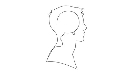 Poster - Animated self drawing of single continuous line drawing head of a man with arrow target board in the middle of head. Focus on achieving success. Inside the Head of Man. Full length animation