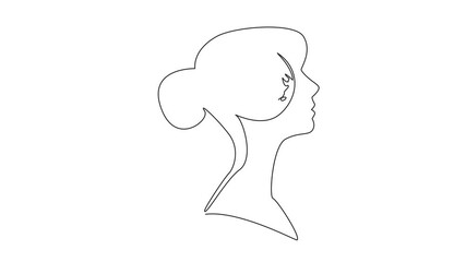 Poster - Animated self drawing of single continuous line drawing the head of a woman with a globe in the middle of her head. No damage to the earth. Inside the Head of Woman. Full length animation