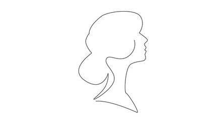 Poster - Animation of single continuous line drawing the head of a woman with large bomb in the middle of head with a burning fuse. Anxious about disturbances. Inside the Head of Woman. Full length motion
