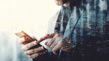 Poster - Business Data Analysis with Smartphone in Double Exposure Effect