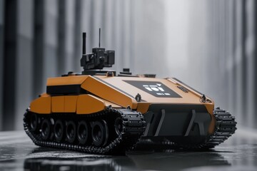 Poster - Remote-controlled robotic vehicle displays advanced technology in urban setting