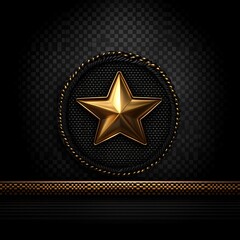 Poster - A golden star ornament displayed within a round black frame
