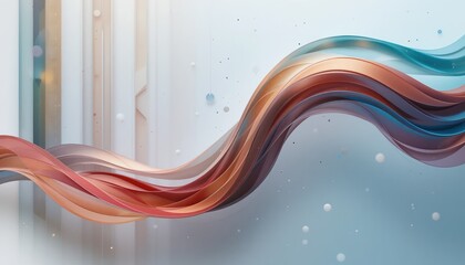 Poster - Dynamic flowing waves of color abstract art installation contemporary gallery vibrant environment close-up view visual harmony and movement