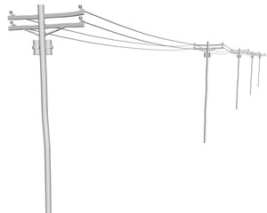Poster - a long line of power lines are shown in a white background. the lines are thin and are connected to 