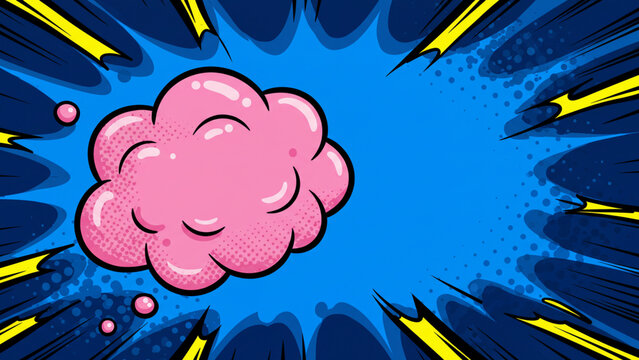 Pink Bubblegum Cloud and Blue Blast Comic Background