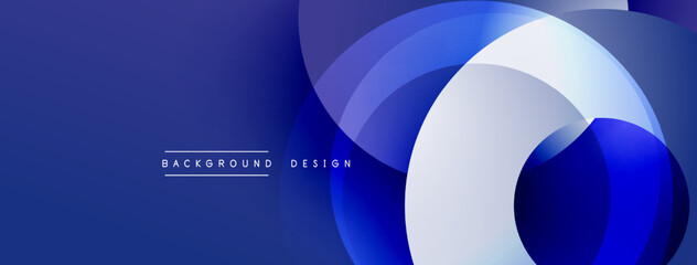 Aufkleber - Abstract blue design features overlapping circular layers. Gradient shades create depth, modern aesthetic. Minimalist composition suits backgrounds, presentations.