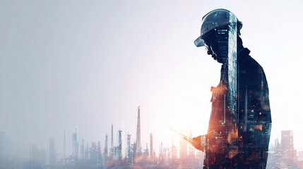Poster - Smart City Construction Concept with Worker in Urban Environment