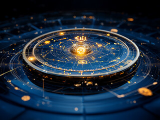 Poster - Exploring celestial patterns and symbols digital realm abstract art dark environment close-up view cosmic concept