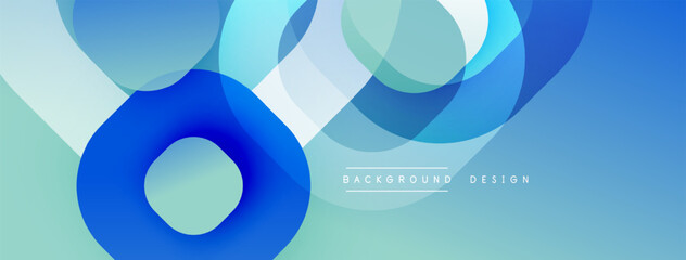 Aufkleber - Abstract blue design features overlapping circles, creating dynamic visual flow. Gradient shades enhance depth, offering modern aesthetic. Smooth shapes suggest movement, calm atmosphere.
