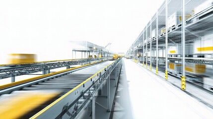 Poster - Realistic Conveyor Belt Structure in Modern Warehouse Environment
