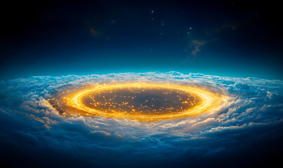 Poster - Celestial explosion of light outer space digital art cosmic environment aerial view sci-fi concept