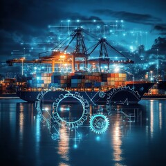 Poster - Advanced Technology Interface with Double Exposure Shipping Gear
