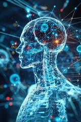 Aufkleber - A conceptual rendering of nanorobots reversing the effects of neurological diseases, nanorobots concept